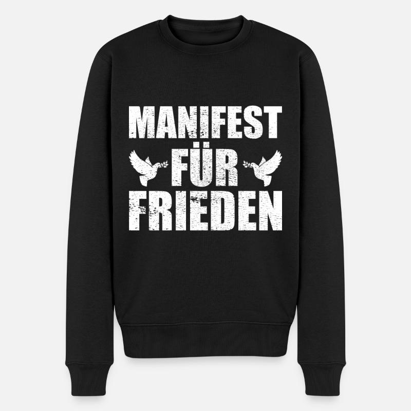 Manifest für Frieden Geschenkidee - Männer Premium Bio Pullover - Schwarz