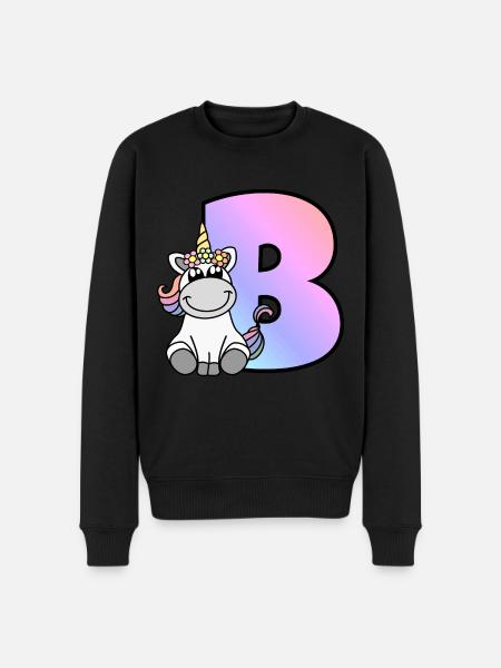 Einhorn Buchstabe B - Männer Premium Bio Pullover - Schwarz