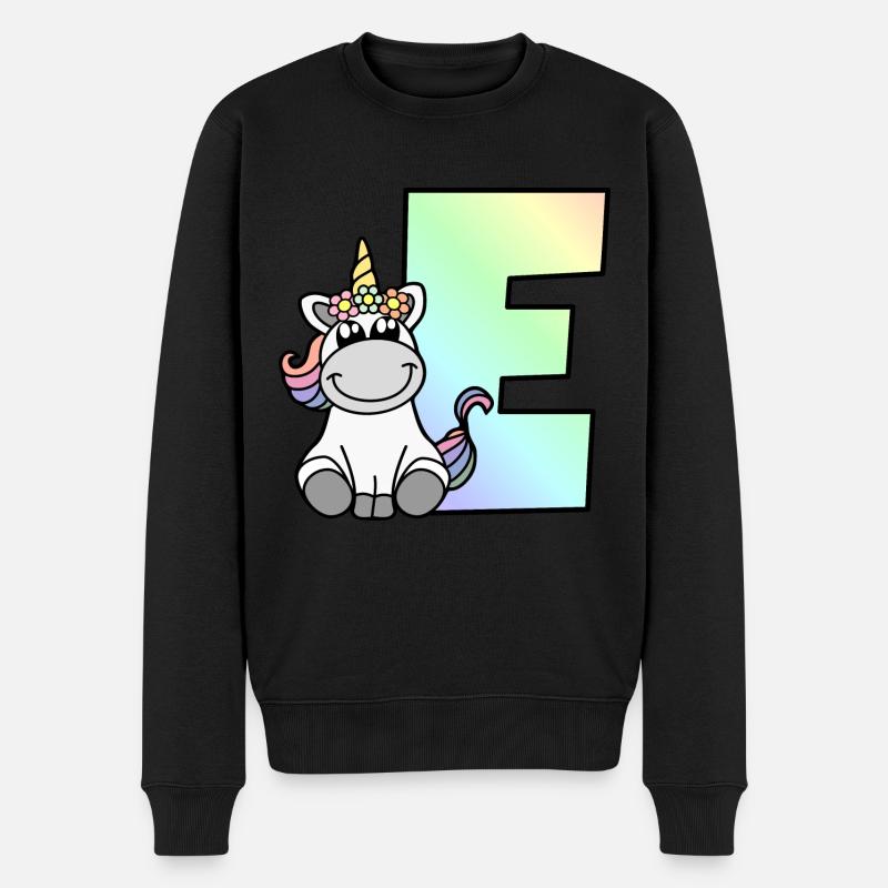 Einhorn Buchstabe E - Männer Premium Bio Pullover - Schwarz