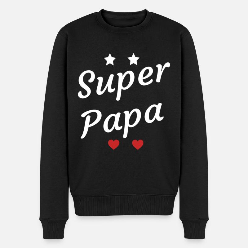 Super Papa Geburtstagsgeschenk Vatertag - Männer Premium Bio Pullover - Schwarz