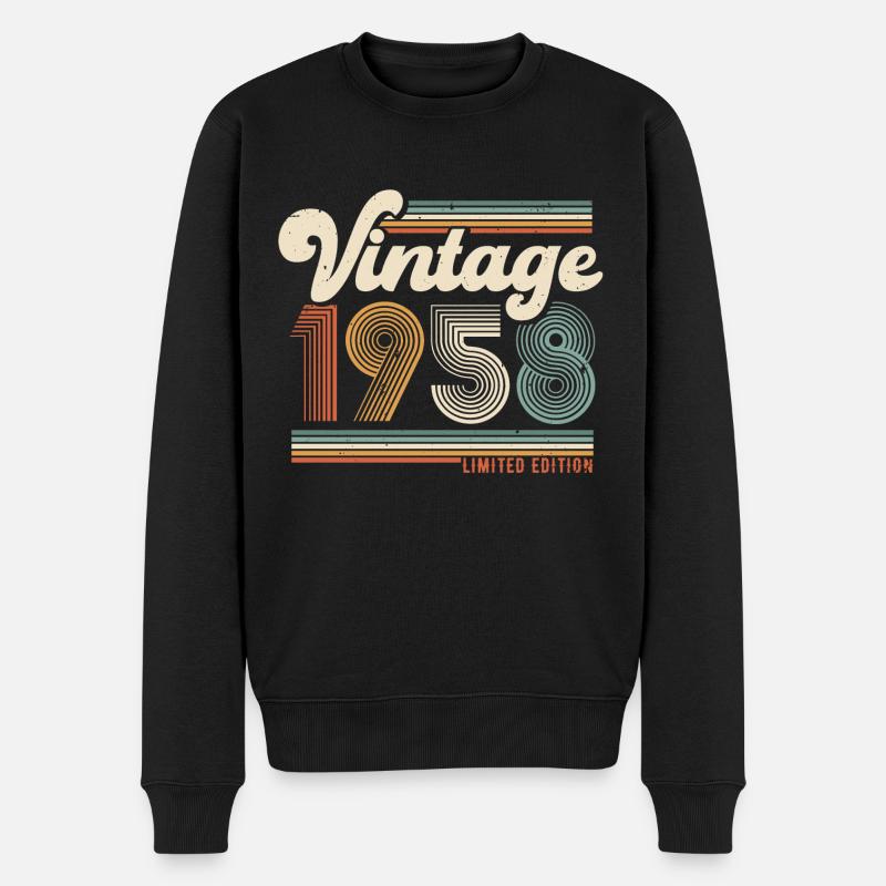 Vintage 1958 Jahrgang Retro Geburtstag Geschenk - Männer Premium Bio Pullover - Schwarz