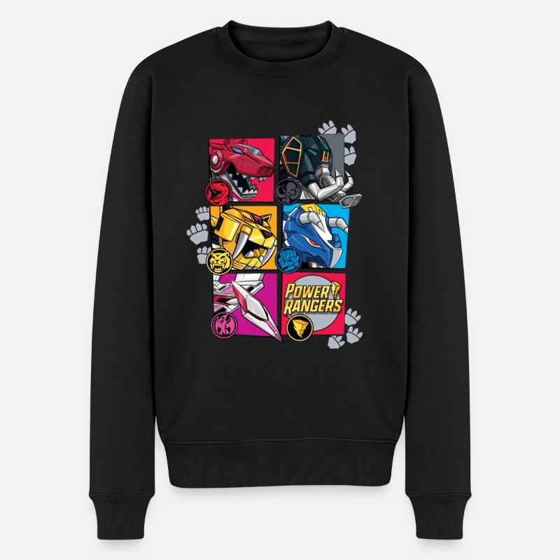 Power Rangers Alle Fünf Zords - Männer Premium Bio Pullover - Schwarz