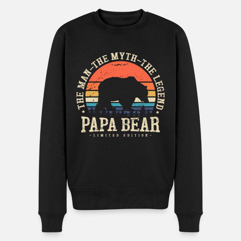 Papa Bear - Männer Premium Bio Pullover - Schwarz