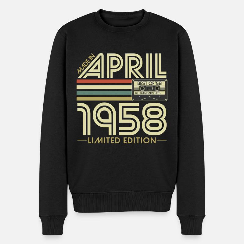 April 1958 Jahrgang Geburtstag Vintage Retro - Männer Premium Bio Pullover - Schwarz