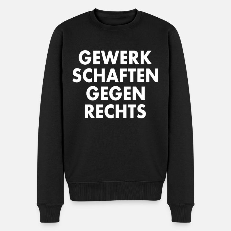 gewerkschaften gegen rechts - Männer Premium Bio Pullover - Schwarz