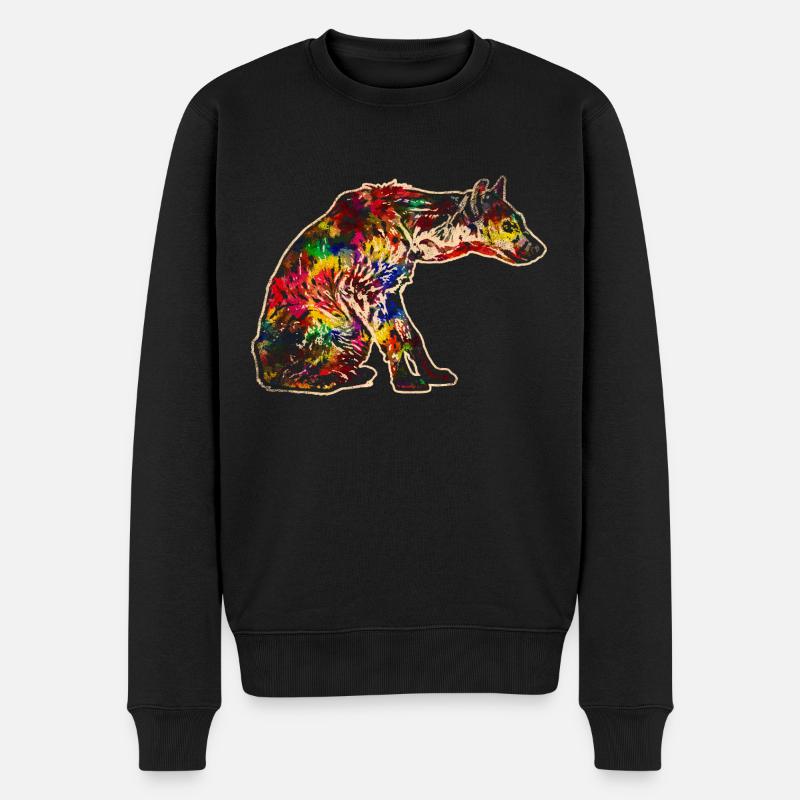 Bunte Hyäne - Männer Premium Bio Pullover - Schwarz