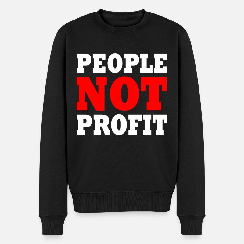 People not profit - Männer Premium Bio Pullover - Schwarz