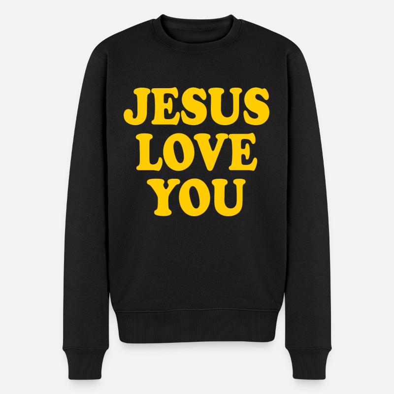 Jesus love you - Männer Premium Bio Pullover - Schwarz