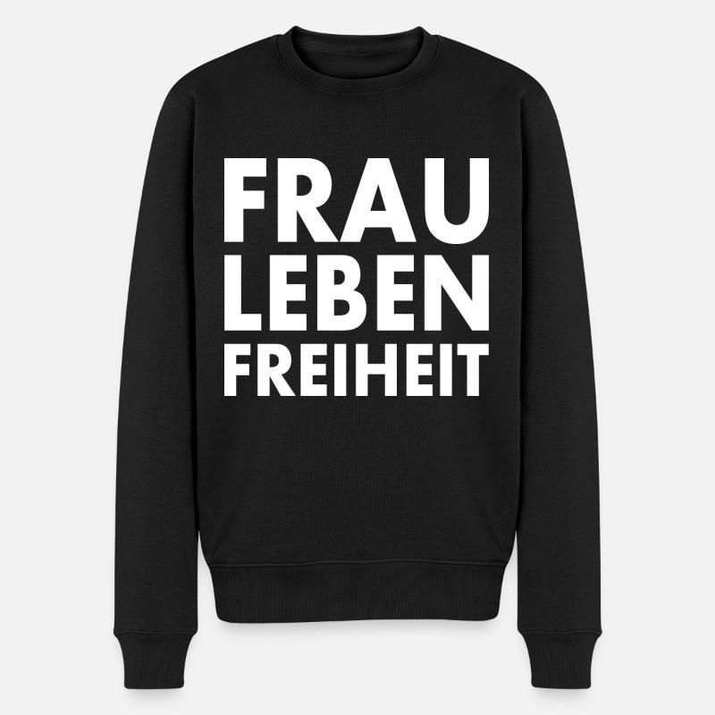 Frau leben freiheit iran - Männer Premium Bio Pullover - Schwarz