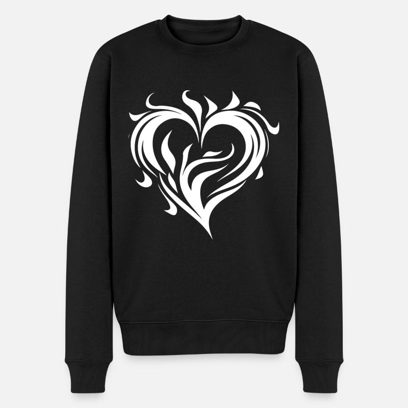 Herz Feuer Liebe - Männer Premium Bio Pullover - Schwarz