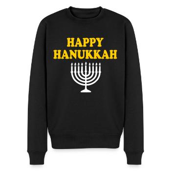 HAPPY HANUKKAH - Männer Premium Bio Pullover - Schwarz - Vorne - Nico (187cm)