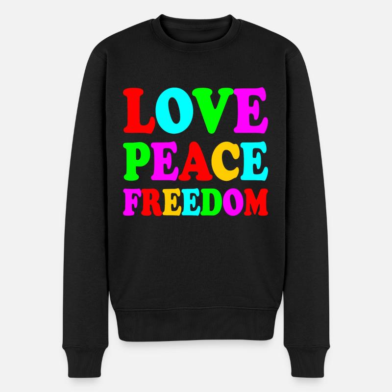 Love peace freedom - Männer Premium Bio Pullover - Schwarz