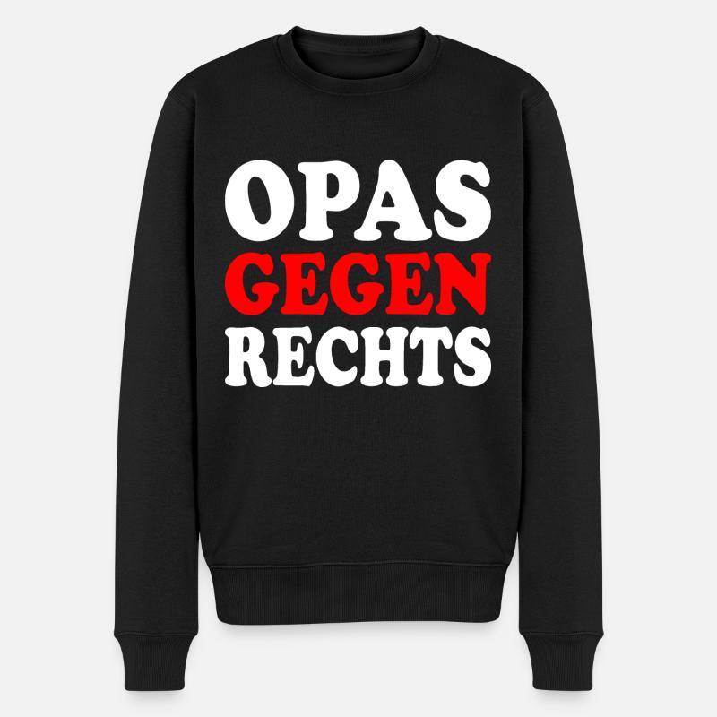 Opas gegen rechts - Männer Premium Bio Pullover - Schwarz