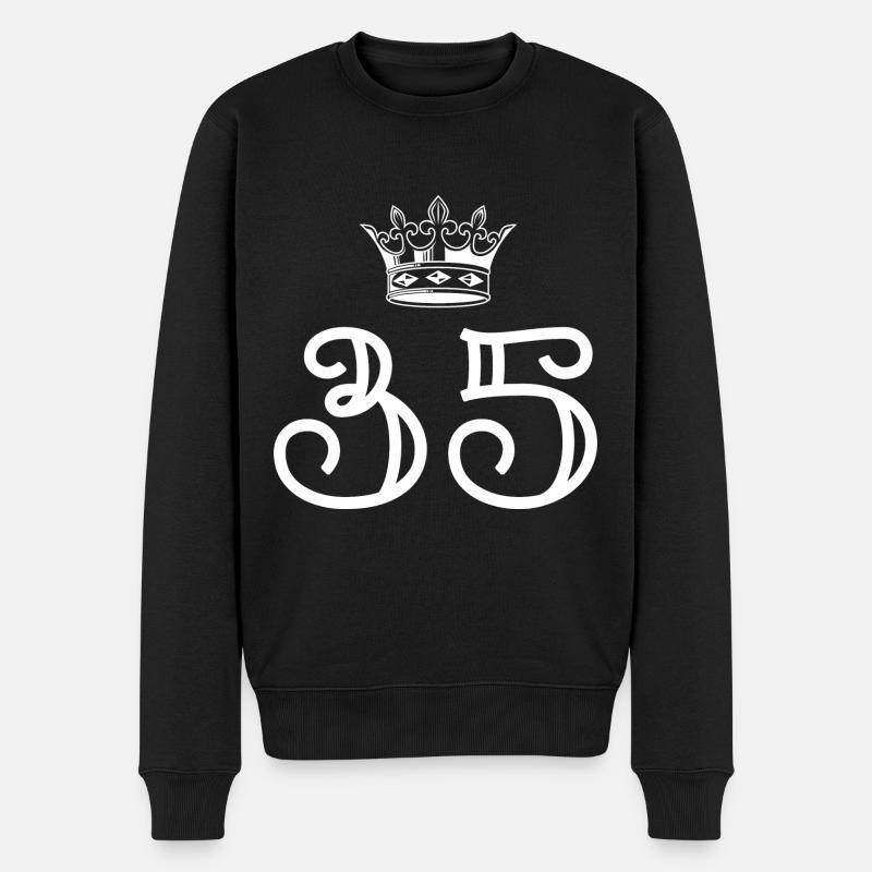 35 Zahl Krone - Männer Premium Bio Pullover - Schwarz