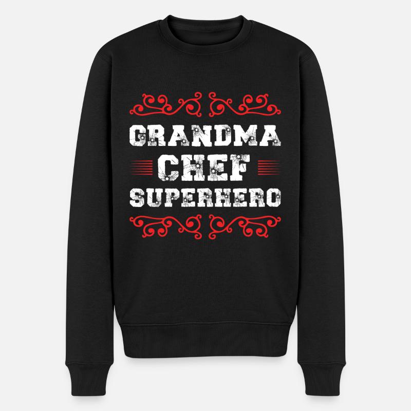 Oma Chef Superheld - Männer Premium Bio Pullover - Schwarz