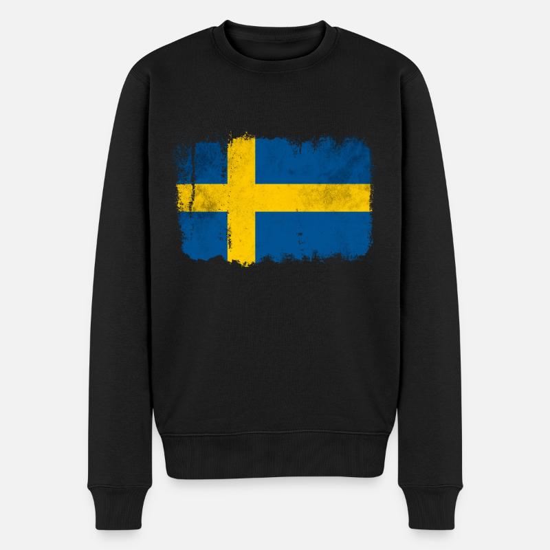 Schwedische Flagge - Männer Premium Bio Pullover - Schwarz