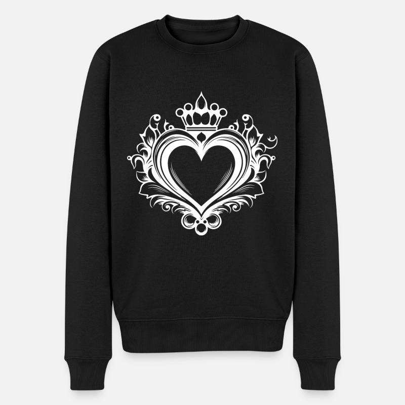 Couronne symbole de coeur - Pull Premium bio Homme - noir