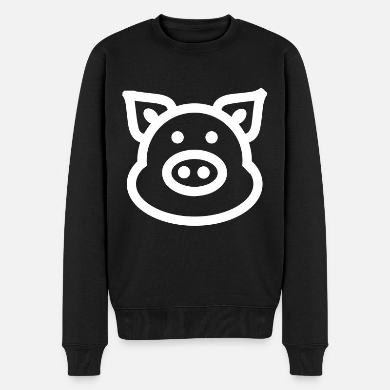 Schwein Tier - Männer Premium Bio Pullover - Schwarz