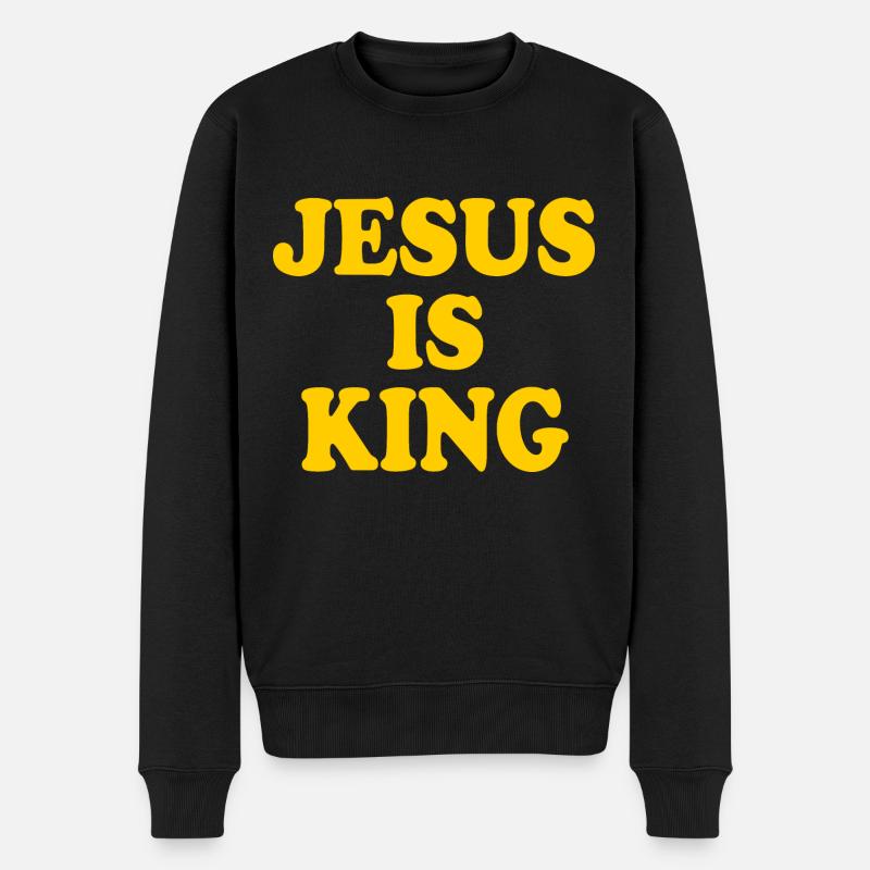 Jesus is king - Männer Premium Bio Pullover - Schwarz