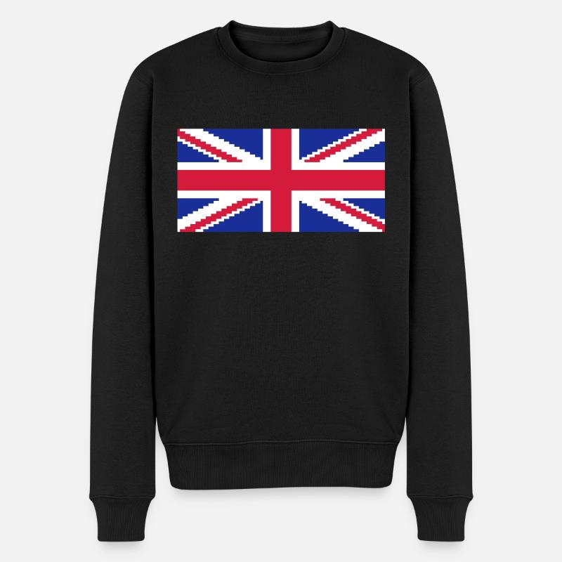 Union Jack Pixel UK Flag - Männer Premium Bio Pullover - Schwarz