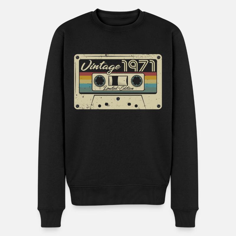 Rétro cassette millésime 1971 anniversaire cadeau - Pull Premium bio Homme - noir