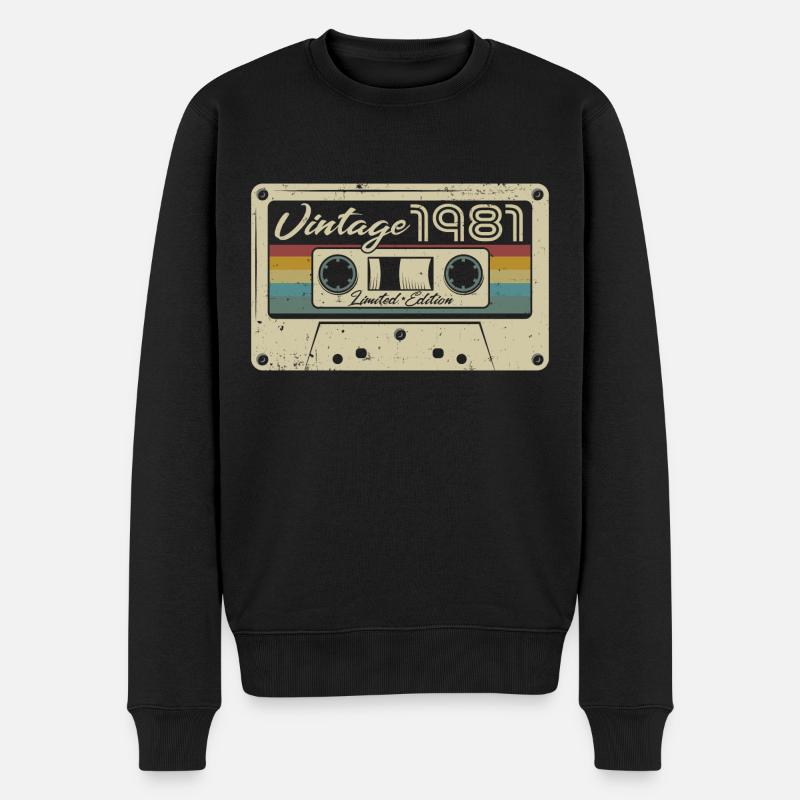 Rétro cassette millésime 1981 anniversaire - Pull Premium bio Homme - noir