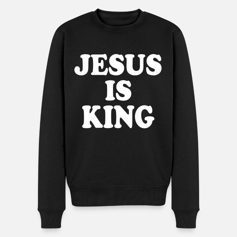 Jesus is king - Männer Premium Bio Pullover - Schwarz