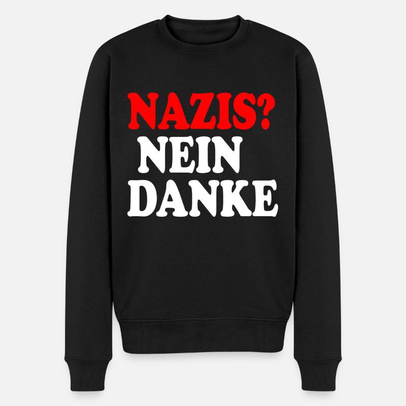 Nazis nein danke - Männer Premium Bio Pullover - Schwarz