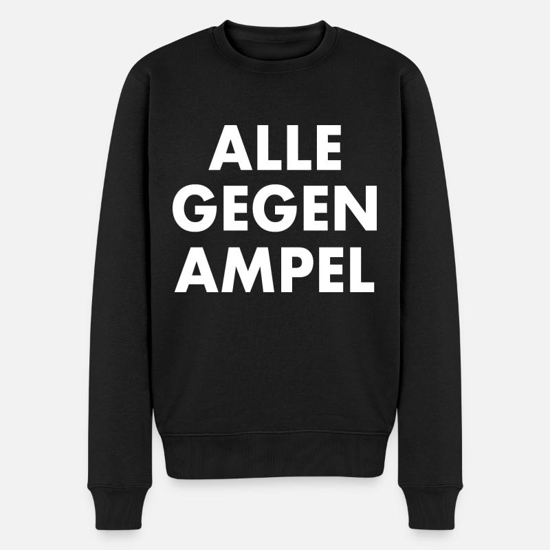 Alle gegen rechts - Männer Premium Bio Pullover - Schwarz