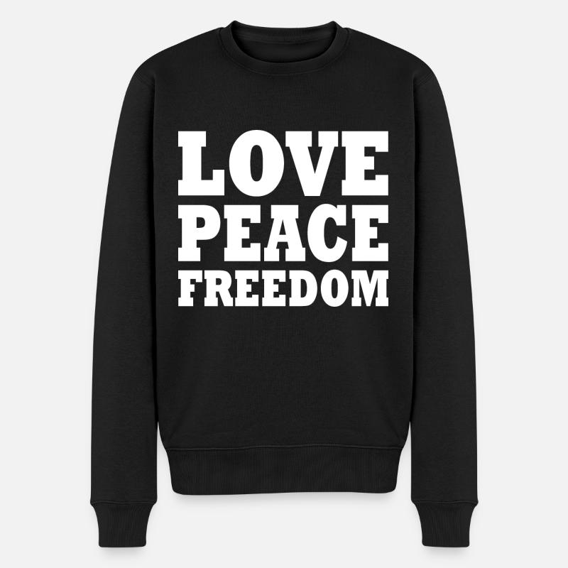 Love peace freedom - Männer Premium Bio Pullover - Schwarz