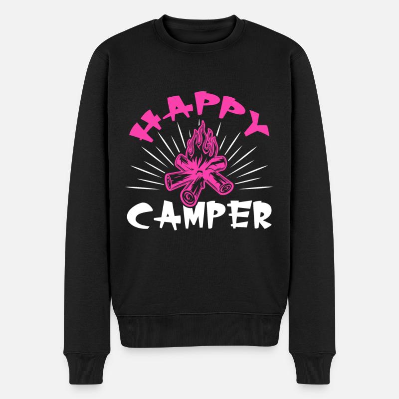 happy camper - Männer Premium Bio Pullover - Schwarz