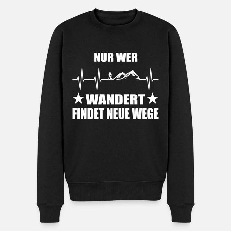 Wandern - Männer Premium Bio Pullover - Schwarz
