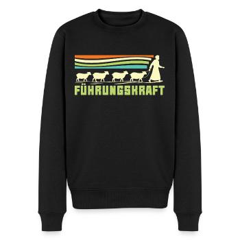 Führungskraft Schafe Hirte Geschenkidee Humor - Männer Premium Bio Pullover - Schwarz - Vorne - Nico (187cm)