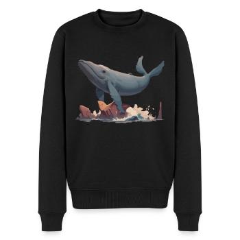 Fliegender Wal - Männer Premium Bio Pullover - Schwarz - Vorne - Nico (187cm)
