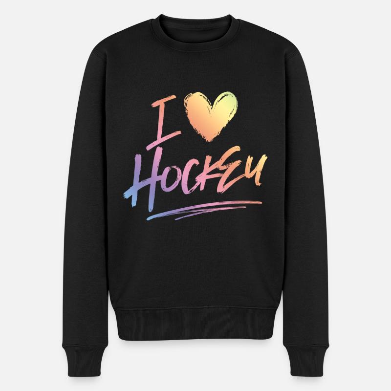 Ich liebe Hockey - Männer Premium Bio Pullover - Schwarz