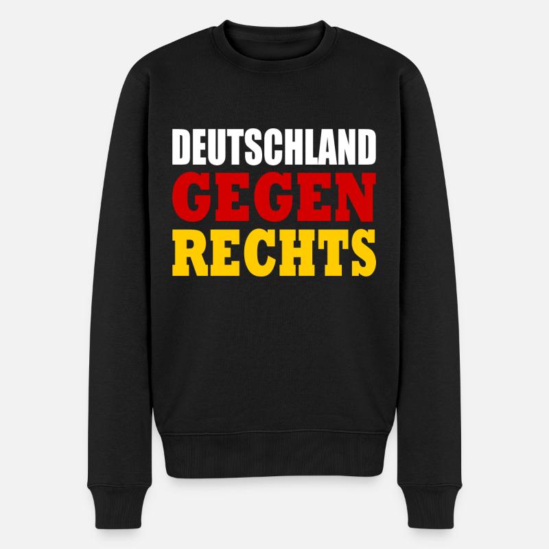 Deutschland gegen rechts - Männer Premium Bio Pullover - Schwarz