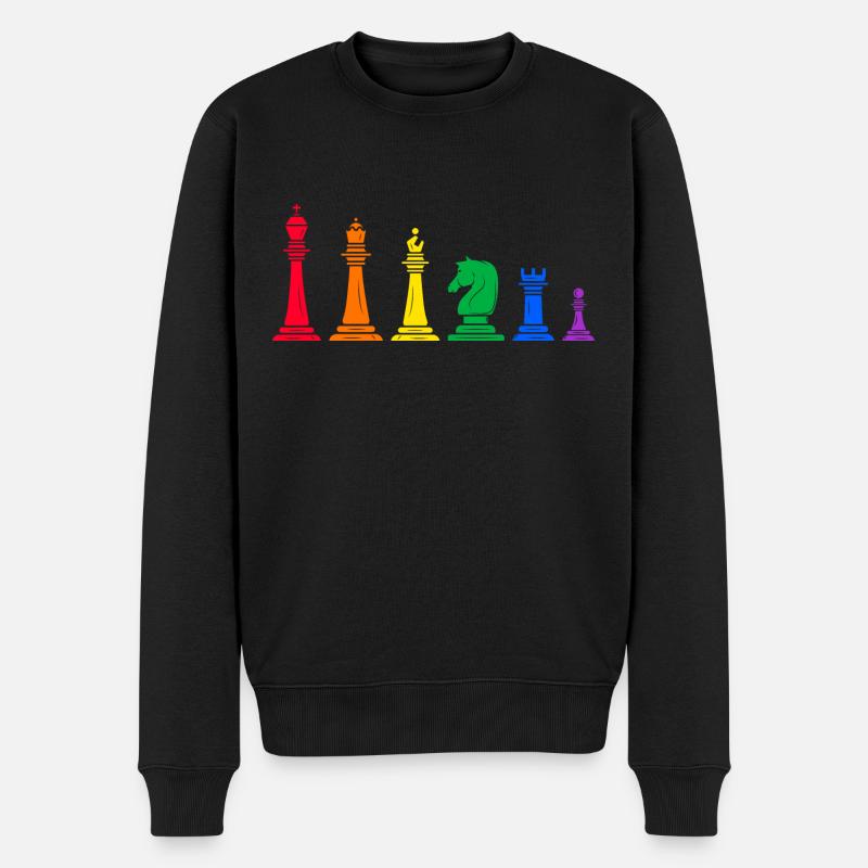 checkmate pièce d’échecs arc-en-ciel lgbt - Pull Premium bio Homme - noir