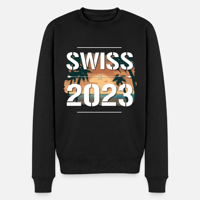 Schweiz 2023 - Männer Premium Bio Pullover - Schwarz
