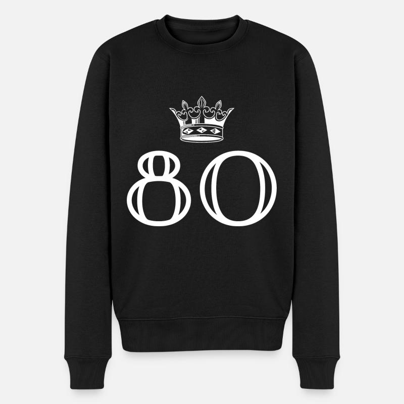 80 Zahl Krone - Männer Premium Bio Pullover - Schwarz