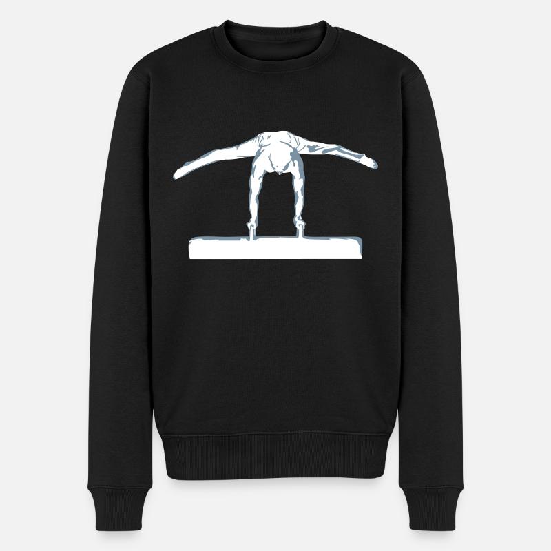 Turner am Seitpferd, Turnen, Gymnastics - Männer Premium Bio Pullover - Schwarz