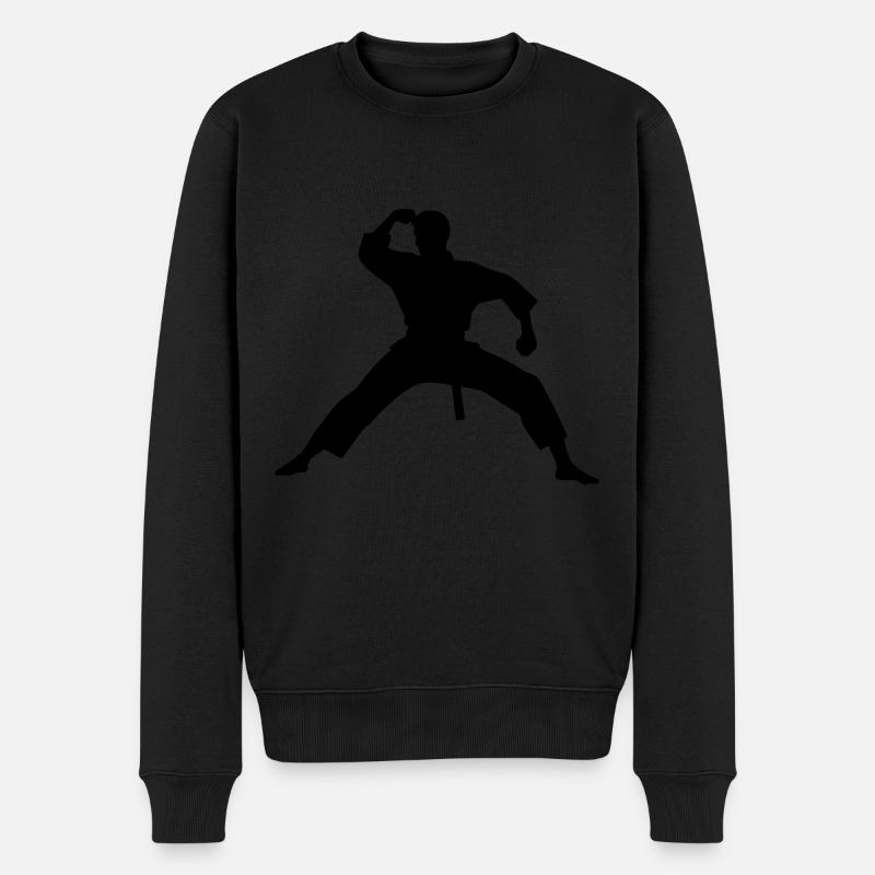 Karate Mann Silhouette - Männer Premium Bio Pullover - Schwarz
