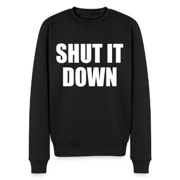 shut it down - Männer Premium Bio Pullover - Schwarz - Vorne - Nico (187cm)