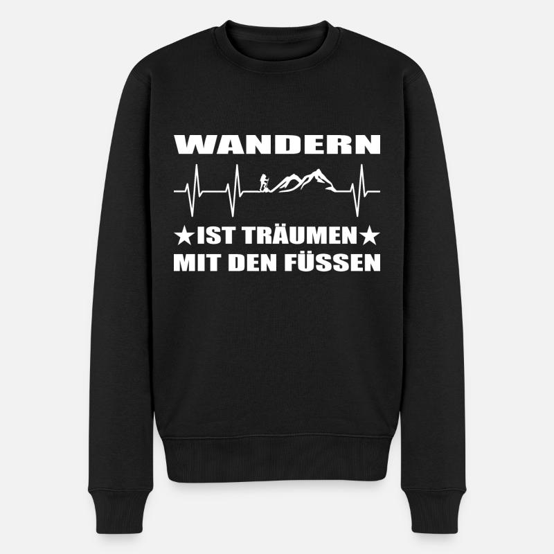 Wandern - Männer Premium Bio Pullover - Schwarz