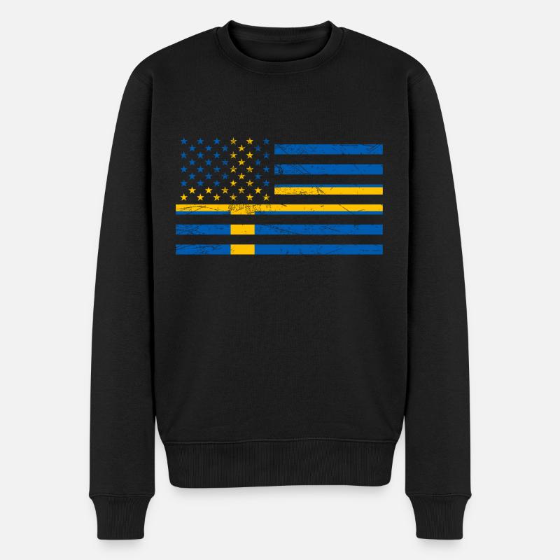 États-Unis Suède Drapeau - Pull Premium bio Homme - noir