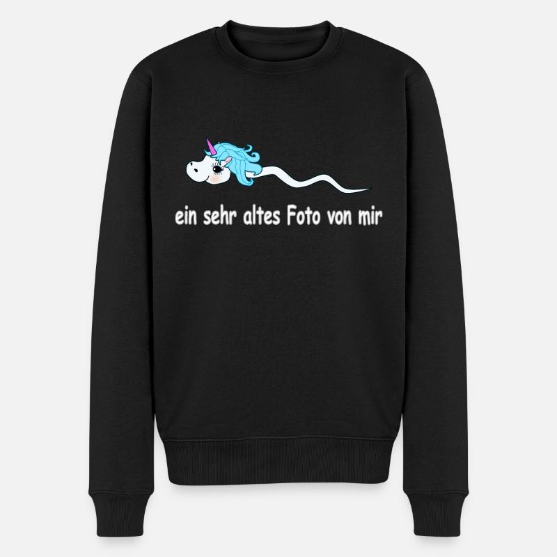 Einhorn Spermium altes Foto - Männer Premium Bio Pullover - Schwarz