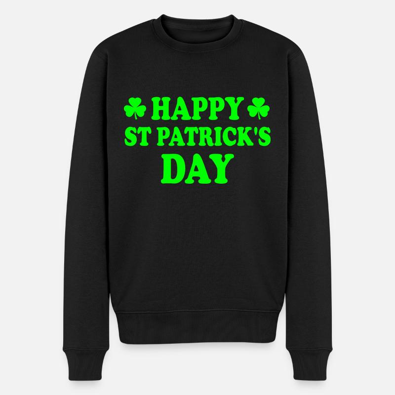 happy st patrick's day - Männer Premium Bio Pullover - Schwarz