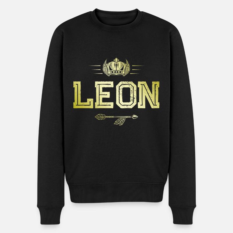 Leon - Männer Premium Bio Pullover - Schwarz