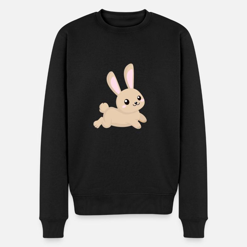 Niedlicher Comic Hase laufend - Männer Premium Bio Pullover - Schwarz