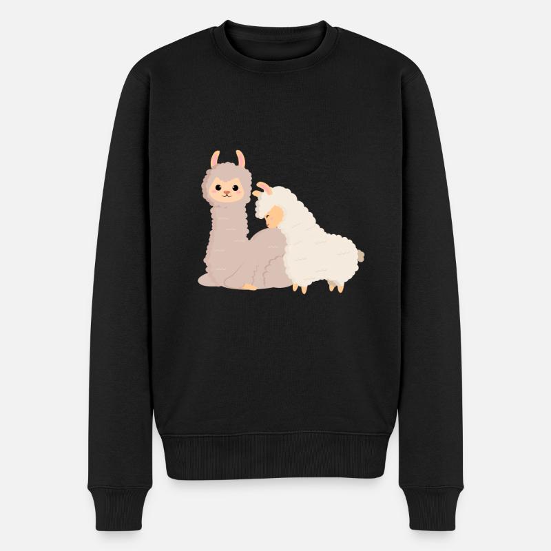 Mama und ich niedliches Lama mit Mama Geschenk - Männer Premium Bio Pullover - Schwarz