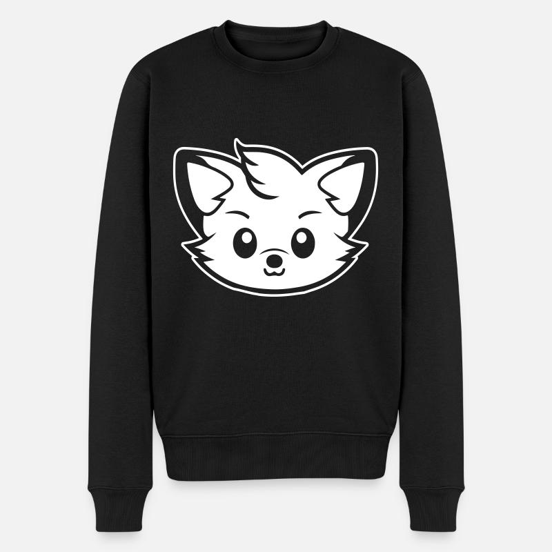 Fuchs Kopf Comic Niedlich - Männer Premium Bio Pullover - Schwarz